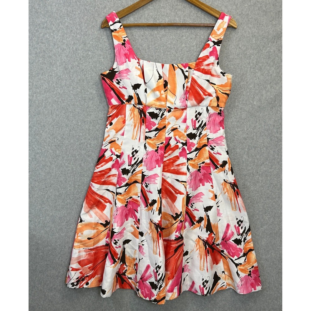 Kathy Roberts Abstract Floral Fit and Flare Dress Spring Office Bright Size 8